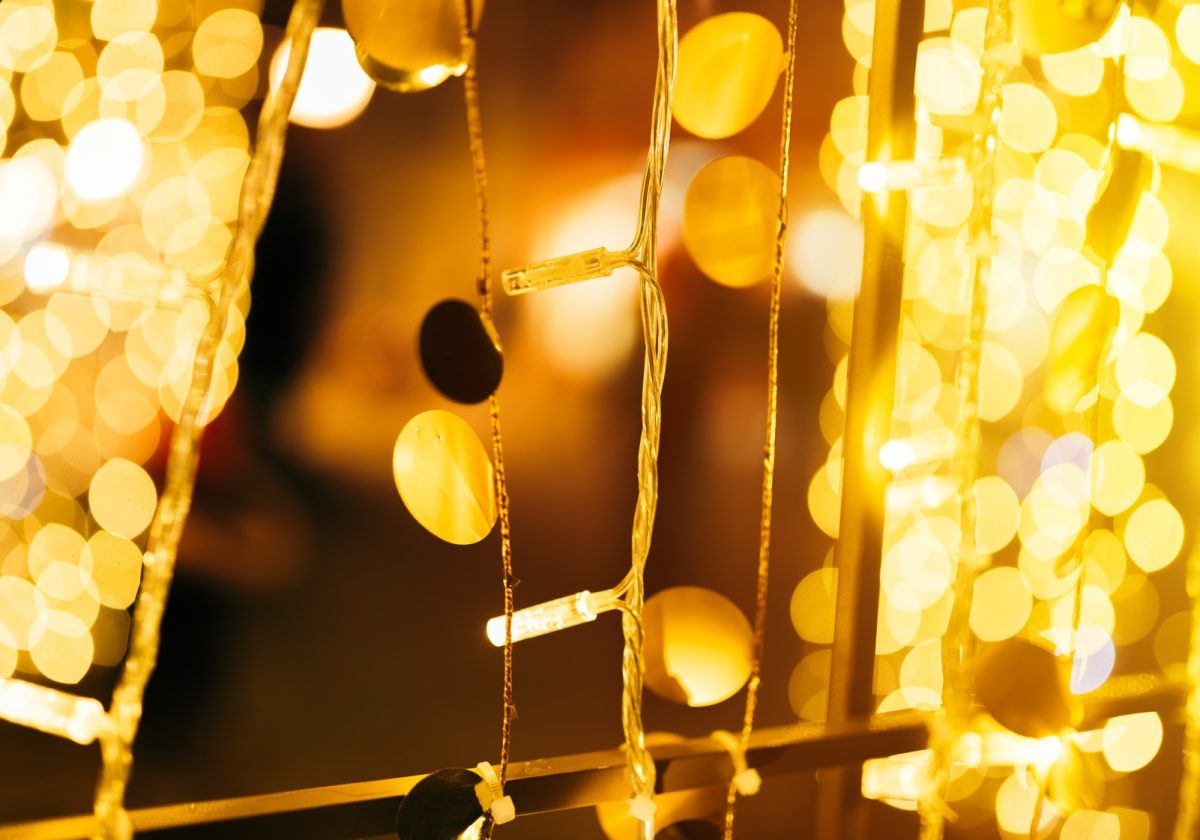 Christmas and New year street light decoration bokeh